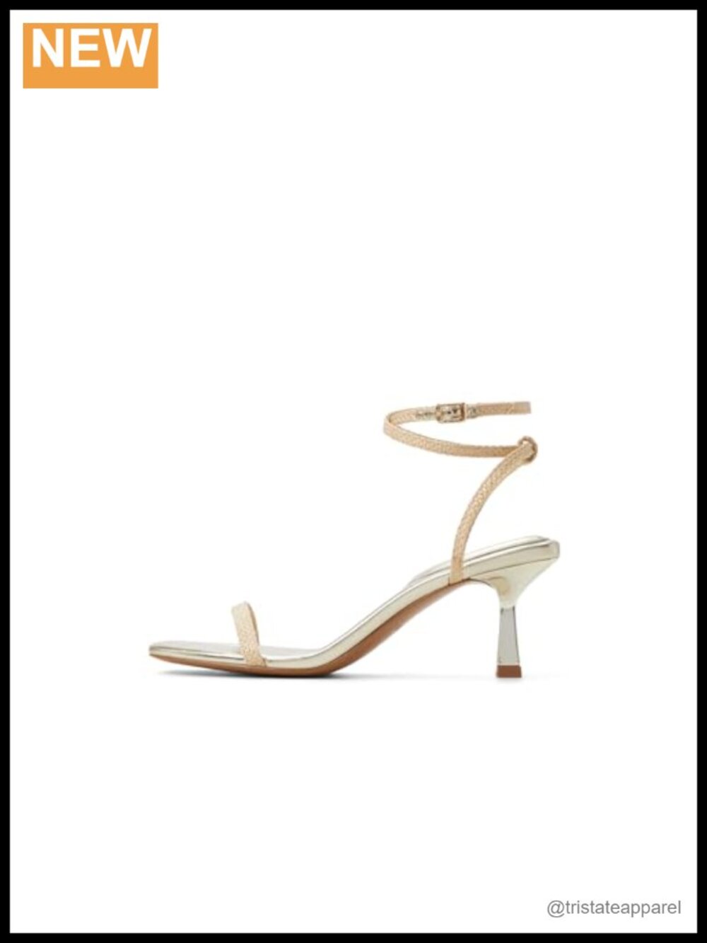 Textile Fibres Square Toe Stiletto Heeled Sandals with Ankle Strap